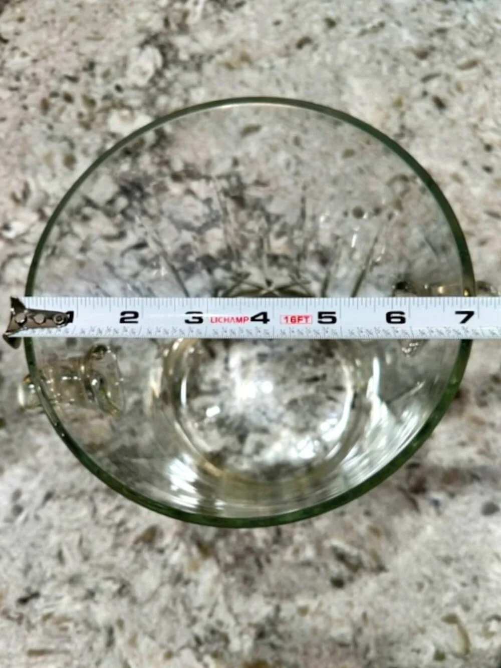 VTG Vertical Cut Glass Ice Bucket Wine Cooler Applied Scroll Handles 9